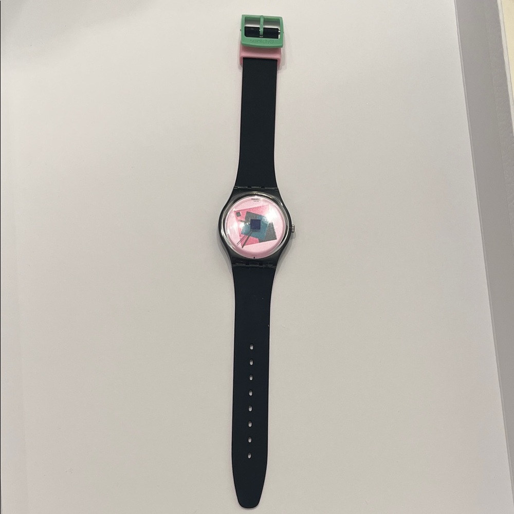 Swatch Watch Black and Pink
